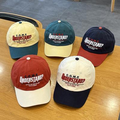 Couple Contrasting Color Semi Soft Top Baseball Cap Spring and Summer High Quality Korean Version Letter Embroidery Color Blocking Cap Men