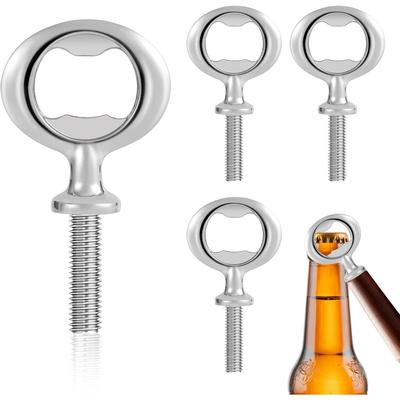Paquete de 4 Piezas en Blanco para Abrebotellas Rosca Metálica Abrebotellas de Cerveza, Kits de Inserciones de Aleación de Zinc Abrebotellas de Botella de Cerveza, Pieza en Blanco para Abrebotellas Abrebotellas de Tapa de Botella de Madera Cerveza