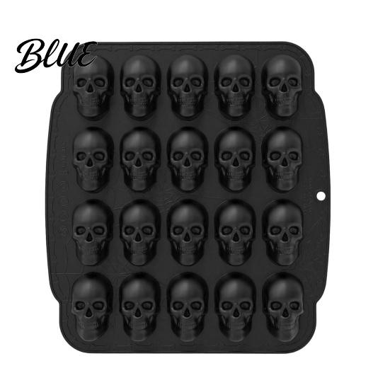 Stampo per Torta Mousse Teschio con 20 Cavità Tema Halloween Silicone Antiaderente Caramelle Flessibile Stampo da Forno Vassoio 3D Realistico per Cottura Gelatina