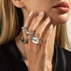 5Pcs Set Goth Crystal Open Ring For Women New Trend Geometric Adjustable Knuckle Rings New Year Party Jewelry Gift