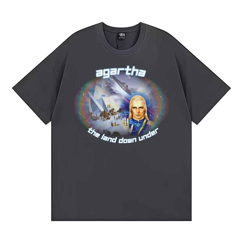 Agartha The Land Down Under Meme T Shirts Unisex WOMEN Gothic Vintage Short Sleeve Tshirt 100 Cotton Oversized T Shirt Streetwear