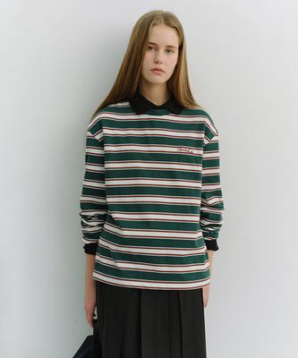 Deonseuteu Unisex Striped T-Shirt_Udts6A106_Green Stripe