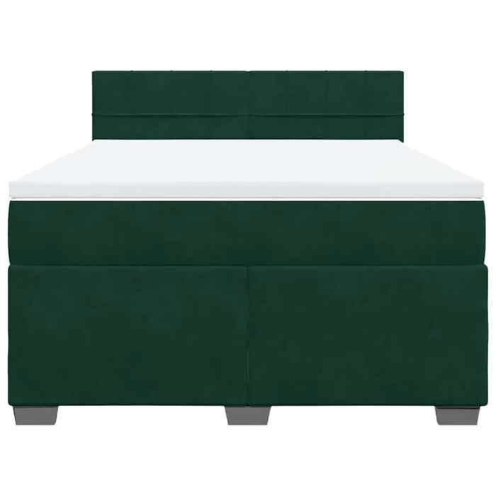 Exclusive House - Slatted Bed Base and Mattress Dark Green 140x190cm Velvet