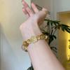 Original Design Gold Rutilated Quartz Wealth Bracelet with White and Yellow Quartz