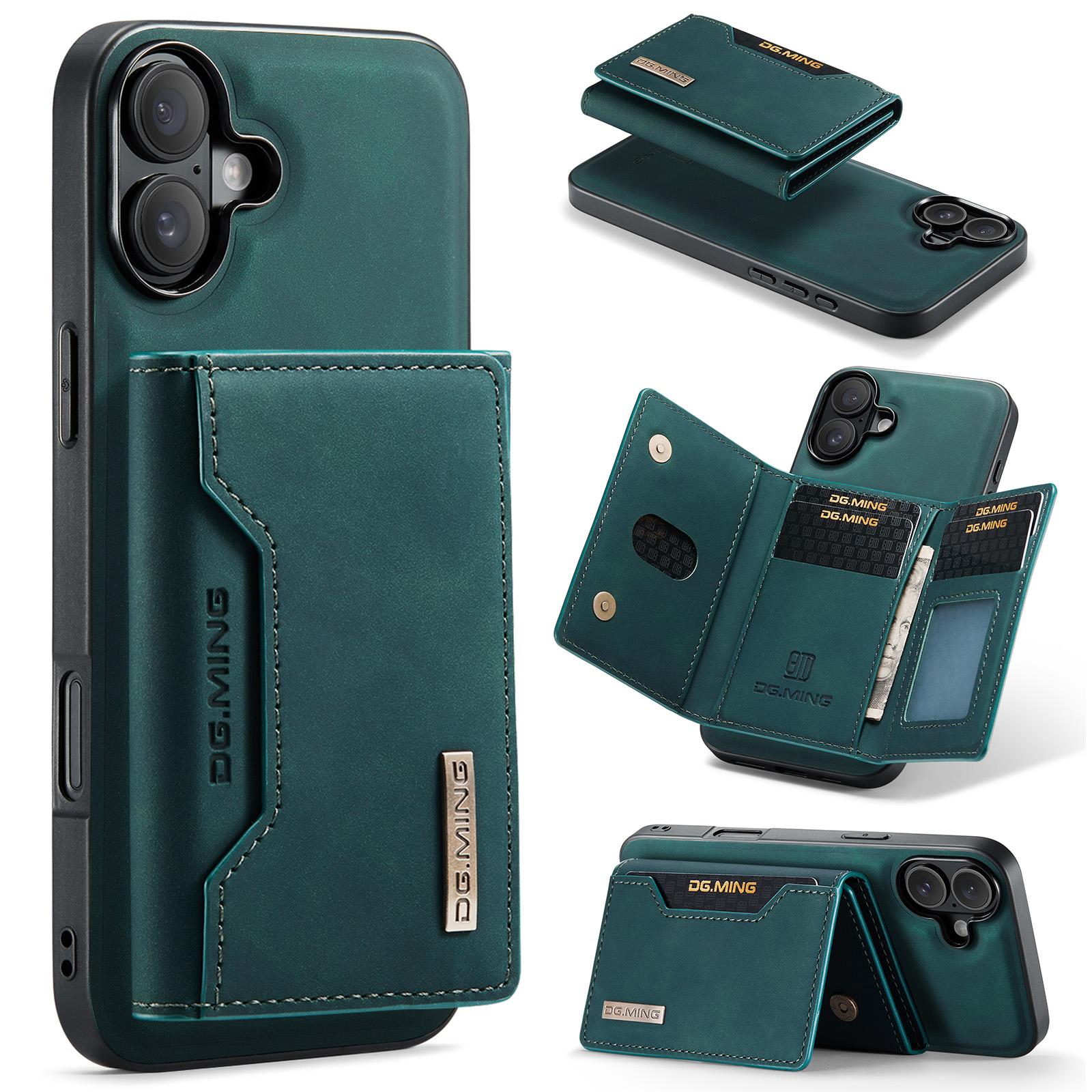 DG.MING M2 Series for iPhone 16 Plus Case PU+PC+TPU Phone Cover Detachable Wallet D