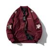 Star Embroidery Bomber Jacket Men Women Streetwear Casual Padded Baseball