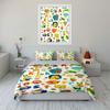 Ensemble 3 Pièces Housse de Couette Alphabet ABC Animaux de la Jungle pour Bambin Éducatif Chambre d'Enfant Simple Double King Queen Cadeau