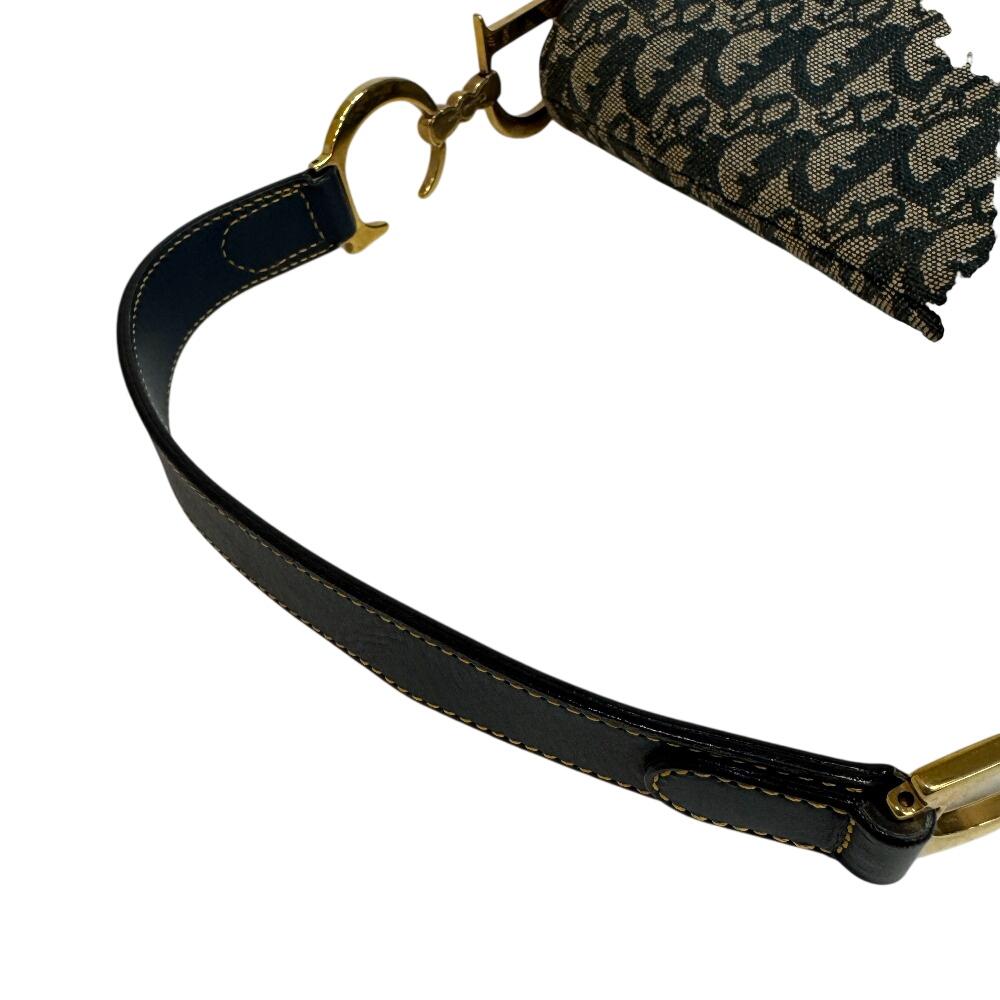 Dior Trotter Canvas Saddle Shoulder Bag Navy Canvas Used