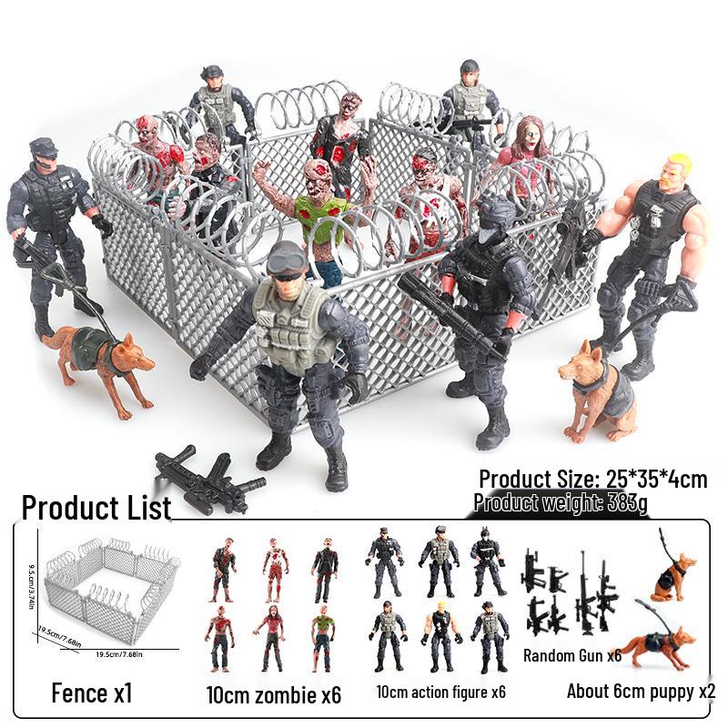 Elite Counter-Terrorism Special Forces Articulated Action Figure 10cm Soldier with Weapon & Zombie