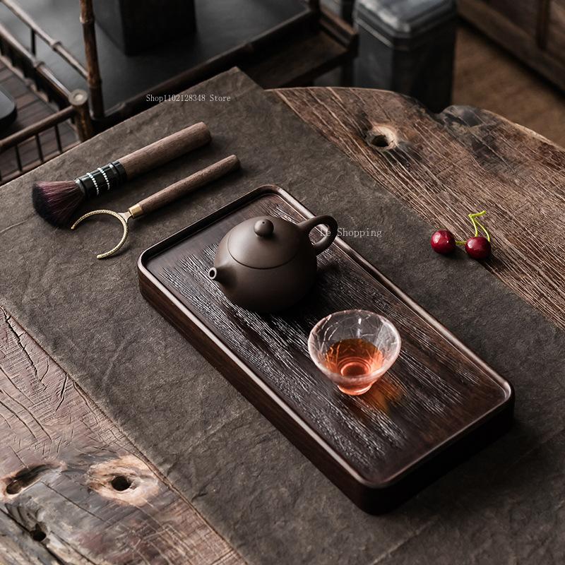 Tea Art Tools Sandalwood Pot Bearing Japanese Black Whole Wood Solid Wood Dry Brewing Table Small Tea Table/pot Holder/pad/plate