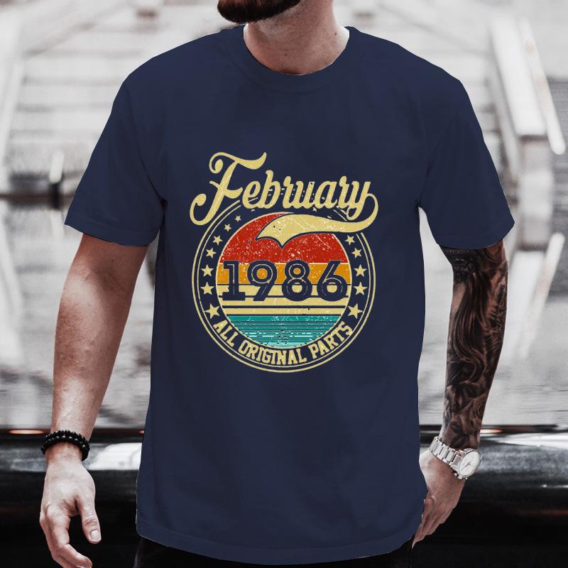 Unisex T-Shirt mit Rundhalsausschnitt Hergestellt 1986 Kassettenband Grafik-T-Shirt Retro Vintage Geburtstag Lässiges Kurzarm-Oberteil Für Musikgeschenk Tragen