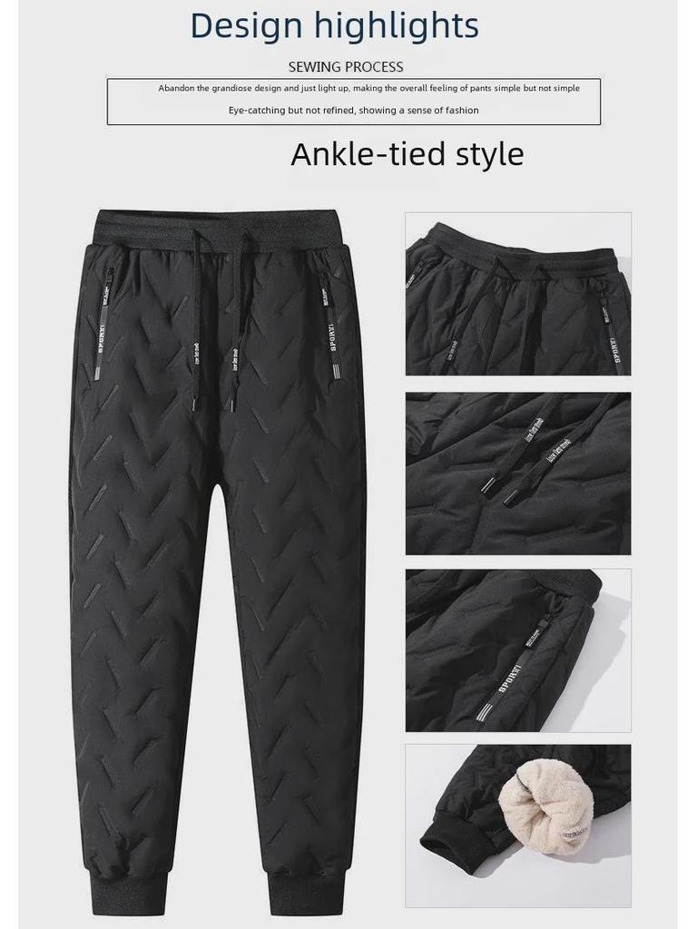 Men's Lambskin-Style Velvet-Lined Winter Cotton Pants