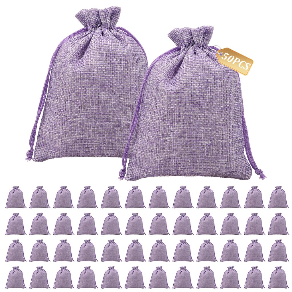 50/25 Pcs Lavender Sachet Bag Refillable Empty Sachet Breathable Drawstring Mesh Fragrance Pouches for Dry Flower Filling Spice