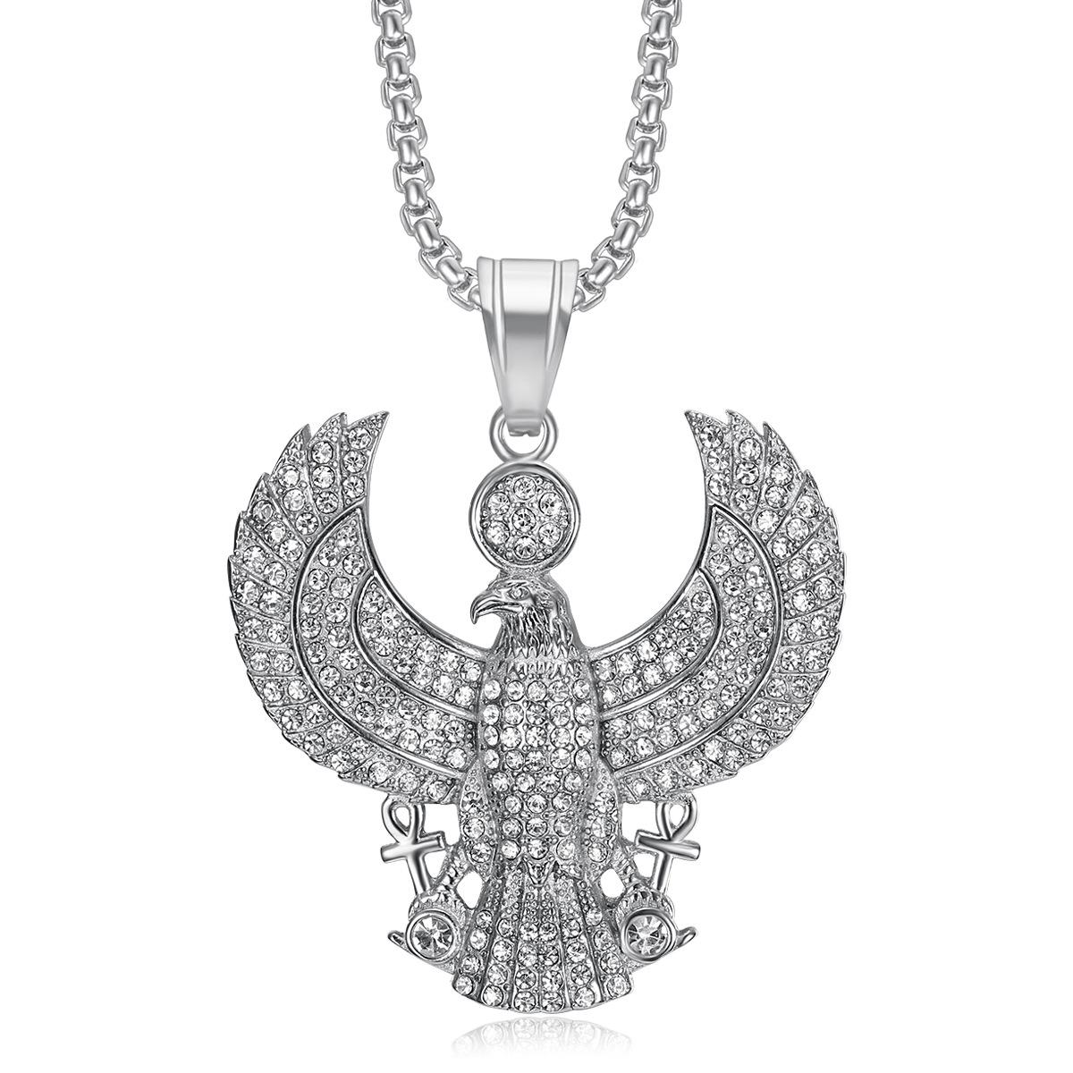 

2026 Jewelry Fashion Trend Inlaid Zircon Men s Party Jewelry Accessories Ancient Egyptian Auntie Horus Anko Pendant Necklace 60CM
