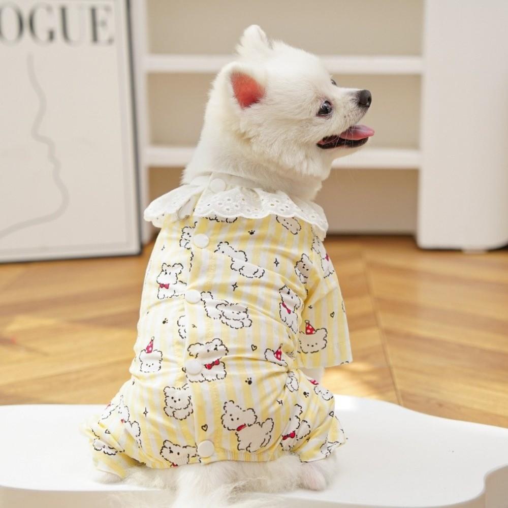 Button Down Design Pet Sleepwear Strips Pattern Indoor Lounge Wear Soft Puppy Shirt For Small Dogs