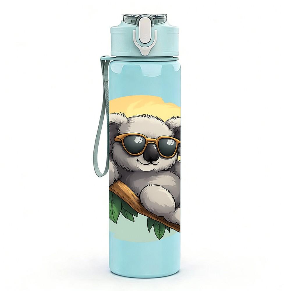 1PC Sunglasses Koala Branch 750ml Color Plastic Sports Water Bottle Leakproof Flip Straw Lid Suitable for Sports Office Home Use