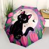 1pc Black Cat Automatic Open/close Folding Umbrella, Compact Portable Travel Umbrella, Perfect Birthday/Christmas, Cute Umbrella, Durable Co