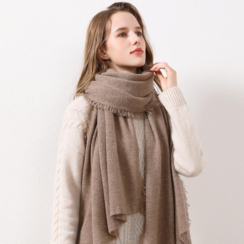Autumn and Winter 100% Cashmere Scarf Ladies 2025 New Solid Color Versatile Cashmere Big Shawl Fashion Lady