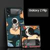 Cartoon Cute Cosmonaut Hard PC Phone Case For Samsung Galaxy Z Flip 7 6 5 4 Black Cover For Galaxy Z Flip3 Foldable Fundas Shell