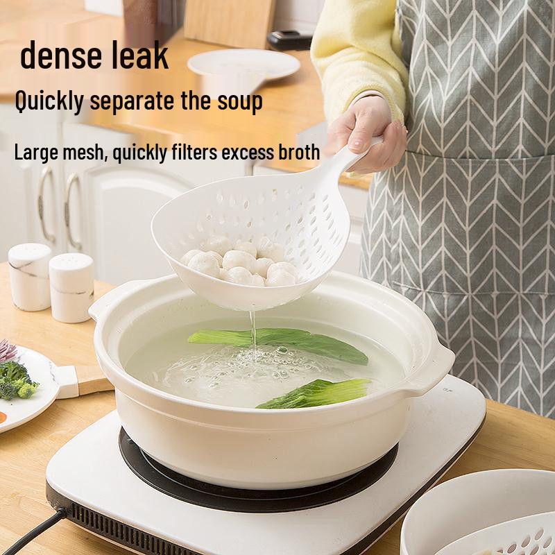 Silicone Colander Ladle for Dumplings, Eggs & Noodles - Heat Resistant Large Mesh Spoon