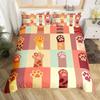 Cartoon Rabbit Duvet Cover Sweet Strawberry Milk Bedding Set,Cute Animals Fruits Comforter Cover Lovely Pink Stars Quilt Cover