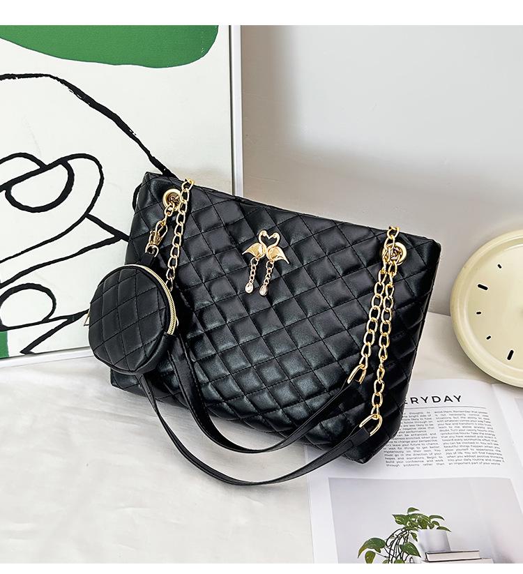 2024 Large Capacity Mummy Bag Set: Women's Two-Piece Shoulder Bag with Diamond Print Pattern