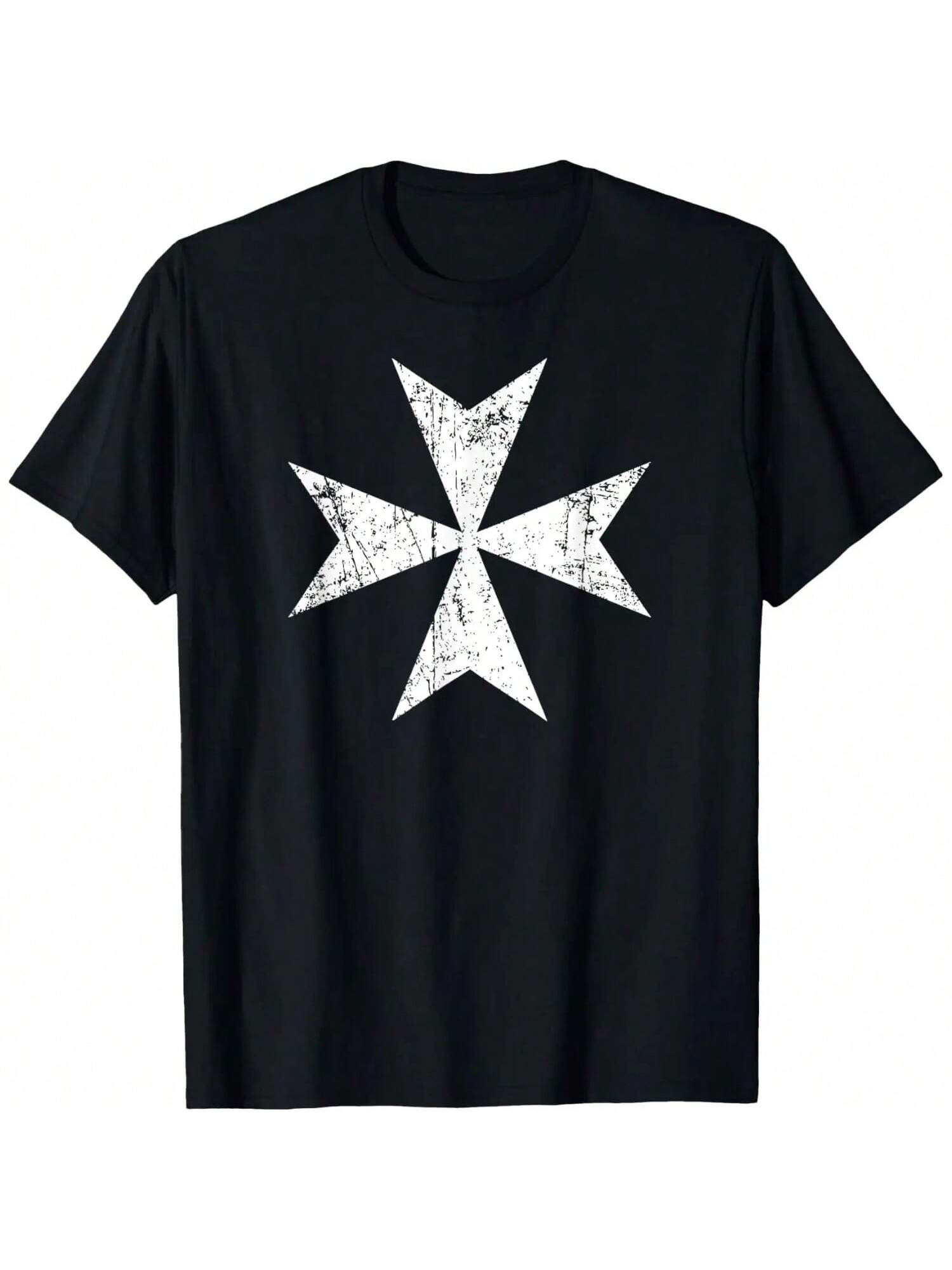 Maltese Cross T-Shirt - Distressed White Print Malta Cross T-Shirt S разноцветный