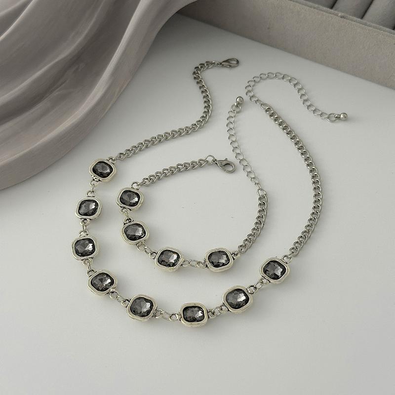 Trendy Elegant Black Acrylic Pendant Earring Necklace Bracelet For Women Minimalist Daily Wear Jewelry Accessories Gift