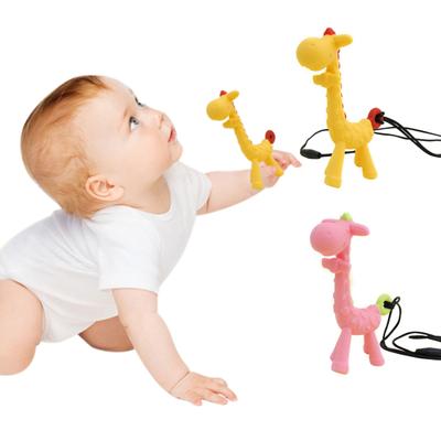 Collana con ciondolo a forma di giraffa dei cartoni animati, per la mamma, giocattolo da masticare in silicone per la dentizione del bambino