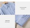 Women's Blue Striped Slim Fit College Shirt for Petite Students