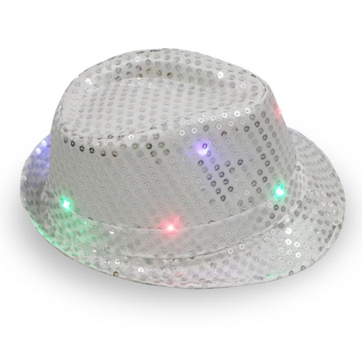 Women Men LED Fedora Hats Flashing Led Novelty Hats For Adults Jazz Fedoras Dance Hat