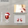 2D Flat Acrylic Christmas Cartoon Christmas Hat Wine Pattern Earrings Jewelry Gift for Women Female