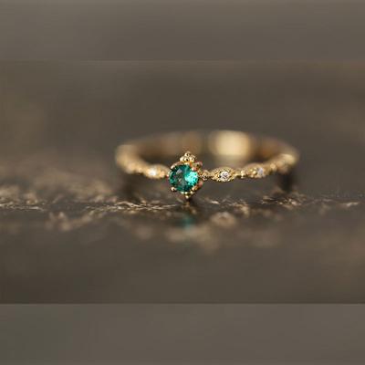 S925 Sterling Silver Inlaid Emerald Diamond Plated Ring Open Ring Female Affordable Luxury Fashion