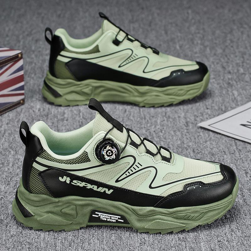 Fashion Men's Rotating Buckle Sneakers Korean Breathable Mesh Sneakers Casual Sports Shoes Thick Sole Outdoor Running Shoes Men Sneakers
