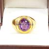 Amethyst Oval Cut With 925 Sterling Silver Gold Plated Ring For Men's #A695 JL375658892316