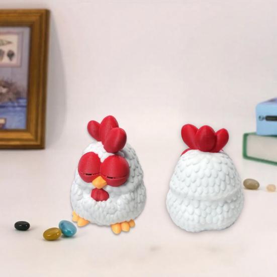 3D Printed Cute Baby Chick Figurine, Funny Kawaii Decor, Palm-Sized Animal Statue with Round Base for Home Office Desk, Healing Gift for Animal Lovers