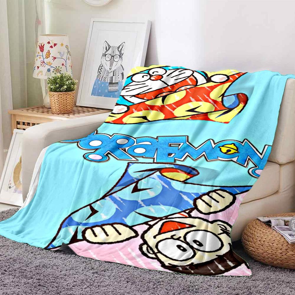 1PC Doraemon Blanket Lightweight Flannel Throw Blanket for Sofa, Bed, Travel, Camping, Livingroom, Office, Couch