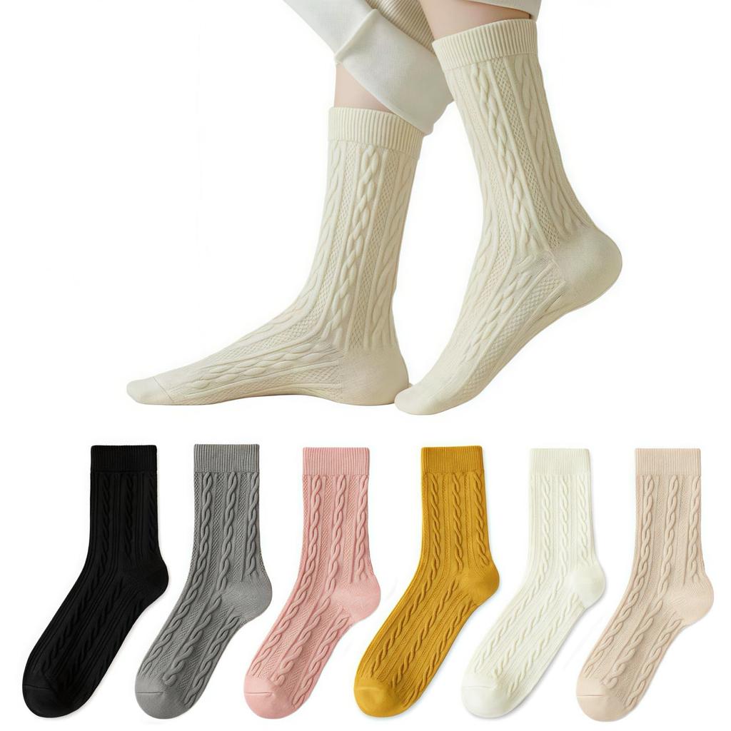 Senteria Cotton Suitable for All Solid Stylish and Flexible and Antibacterial and Odor Warm Socks for Sneaker Socks Women's 6-Pair Socks, Seasons,