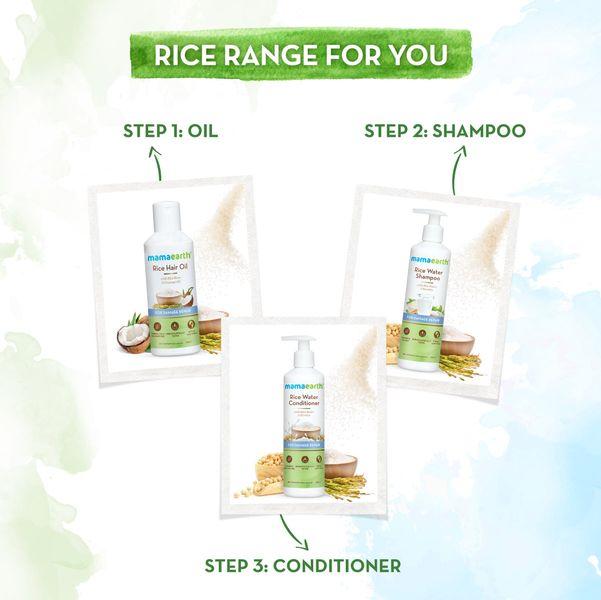 Mamaearth Rice Hair Oil 150ml + Shampoo 250ml + Conditioner 250ml | Strengthens Roots & Repairs Damage | Sulfate-Free Hair Care Set