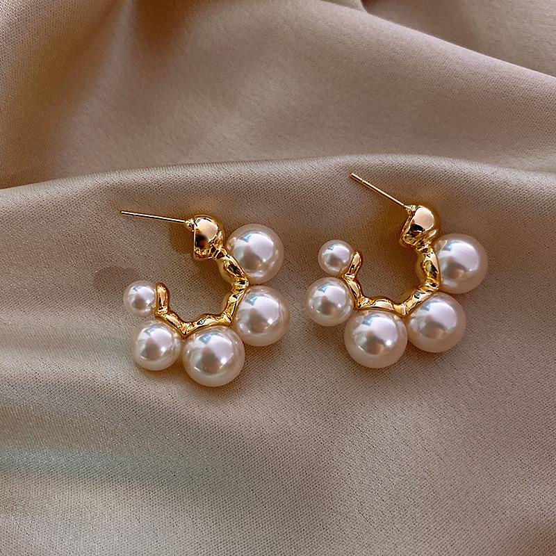 S925 Silver Needle C-Shaped Pearl Stud Earrings - 2023 Trendy Internet Celebrity Fashion, Versatile & Elegant High-End Earring Accessories