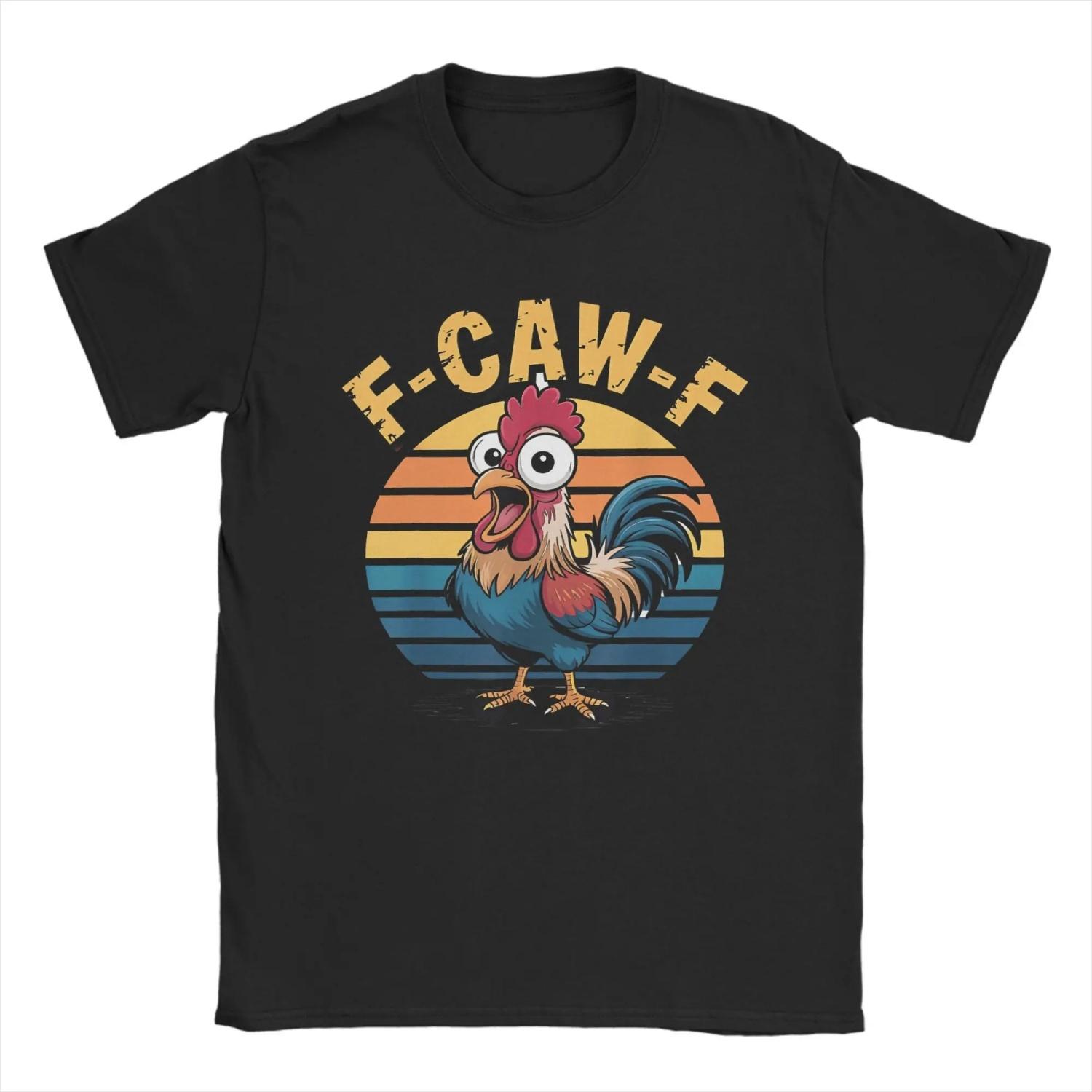 Харадзюку Футболка Летняя Смешная F-awk-f Курица FCawF Петух Каламбур Ретро Мода Футболки Хлопковая Футболка для Мужчин Y2K Принт Одежда S чёрный