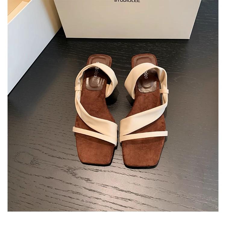 Sandály na klínku Grape Mom Style 5,5 cm s hranatou špičkou peep toe a jedním páskem pro ženy