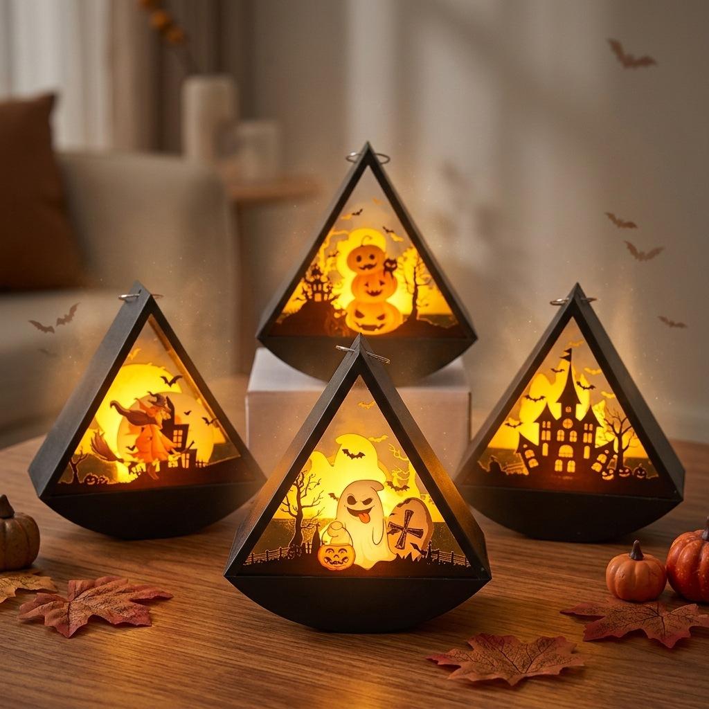 Halloween Decorations, Candle Lights, Portable Wind Lanterns, Pumpkin Lights, Holiday Party Decorations, Halloween Ornaments