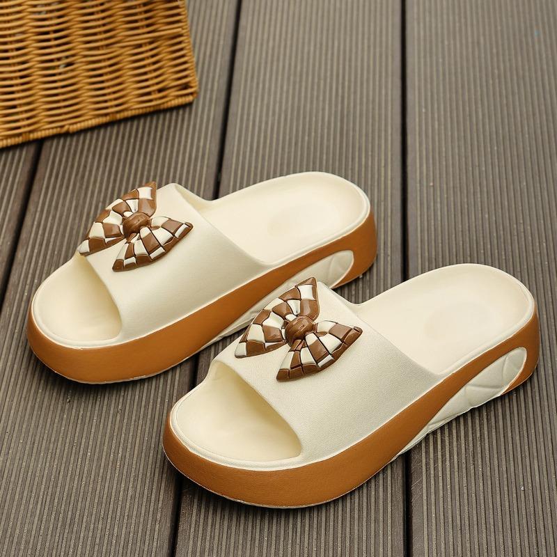 Fashion 2025 Summer EVA Women’s Mixed Colors Slippers Outdoor Casual Platform Bow Tie Sandals for Open Toe Comfortable Daily Slippers