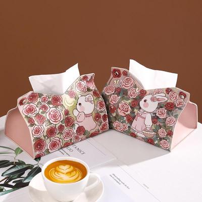 Elegant Rose Rabbit Tissue Box for Home and Car