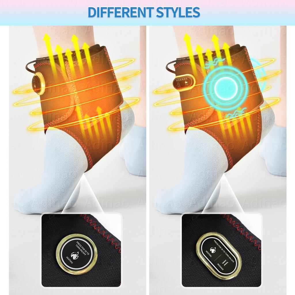 Electric Foot Massager With Heating Therapy Vibrating Ankle Pad Support For Rehabilitation And Pain Relief