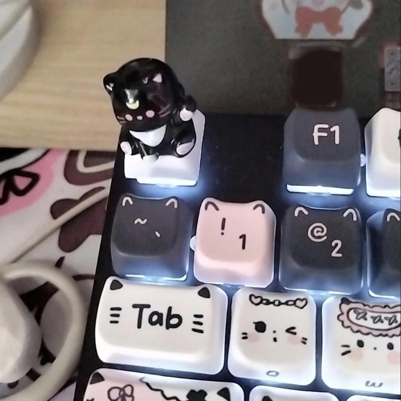 3D Mechanical Keyboards Creative Cartoon Cats Head Gamer Keyboards Keycaps for Office Decompression
