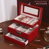 Minimalist High-end Jewelry Storage Box Pu Multi-layer Multi-function Large-capacity Jewelry Box with Mirror and Lock