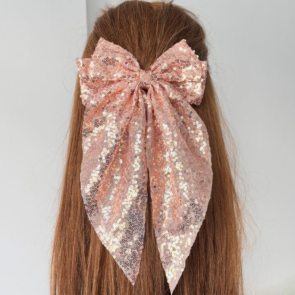 Big Bows Sequin Bow Hair Clip Handmade Bowknot Hair Accessories Party Accessories