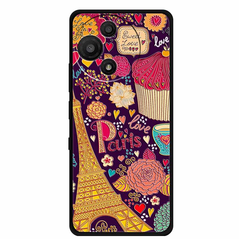 For TCL 60 SE Nxtpaper Case 3D Emboss Relief Flowers Black TPU Silicone Soft Back Cover Cases For TCL 60R Case 6.7" Fundas Bag